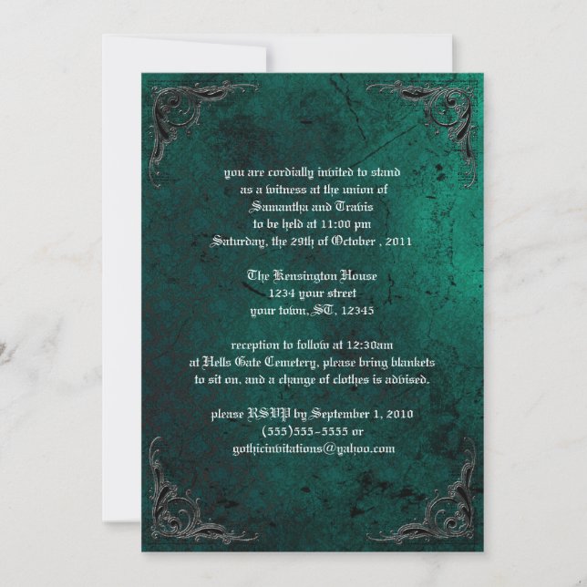 Grunge Rose Damask Gothique Invitation (Devant)