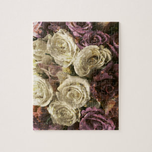 Grunge, roses, photo jigsaw puzzle