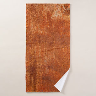 Grunge rusted metal texture. Rusty corrosion and o Bath Towel