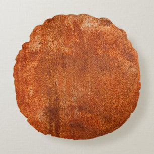 Grunge rusted metal texture. Rusty corrosion and o Round Pillow
