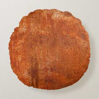 Grunge rusted metal texture. Rusty corrosion and o Round Pillow