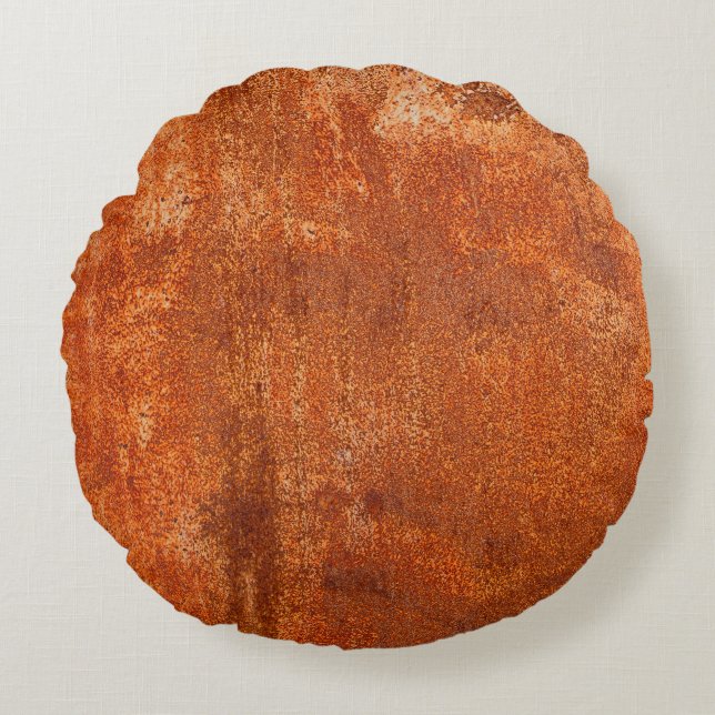 Grunge rusted metal texture. Rusty corrosion and o Round Pillow (Front)