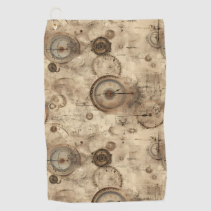 Grunge Rustic Steampunk Clock (11) Golf Towel