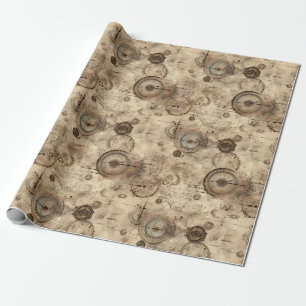 Grunge Rustic Steampunk Clock (11) Wrapping Paper