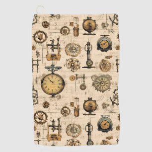 Grunge Rustic Steampunk Clock (13) Golf Towel
