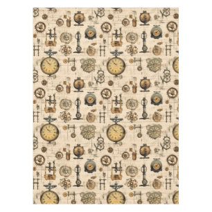 Grunge Rustic Steampunk Clock (13) Tablecloth
