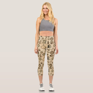 Grunge Rustic Steampunk Clock (14) Capri Leggings