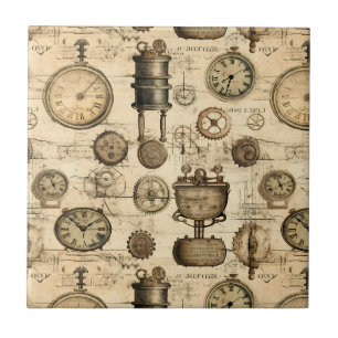 Grunge Rustic Steampunk Clock (14) Tile