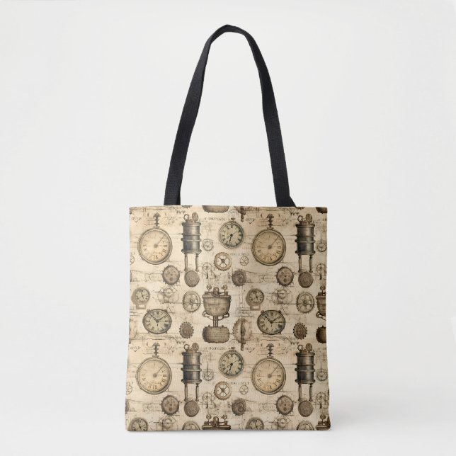 Grunge Rustic Steampunk Clock (14) Tote Bag (Front)