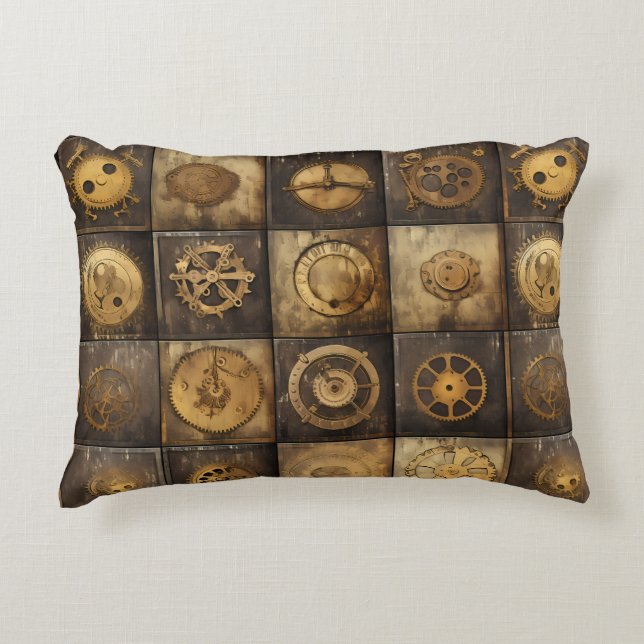 Grunge Rustic Steampunk Clock (15) Accent Pillow (Front)