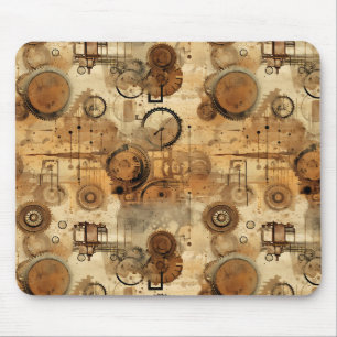 Grunge Rustic Steampunk Clock (1) Mouse Pad