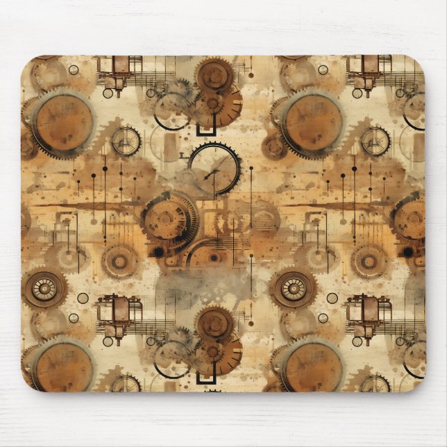 Grunge Rustic Steampunk Clock (1) Mouse Pad (Front)
