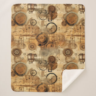 Grunge Rustic Steampunk Clock (1) Sherpa Blanket