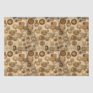 Grunge Rustic Steampunk Clock (4) Tissue Paper