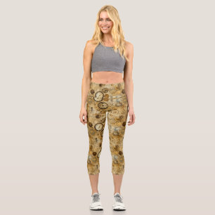 Grunge Rustic Steampunk Clock (5) Capri Leggings