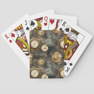 Grunge Rustic Steampunk Clock (8) Playing Cards