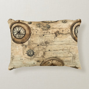 Grunge Rustic Steampunk Clock (9) Accent Pillow