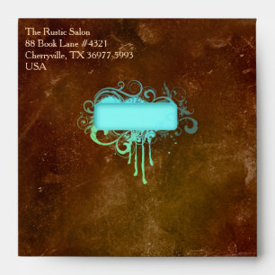 Grunge Rustic Wedding Blue Suede Return Envelopes