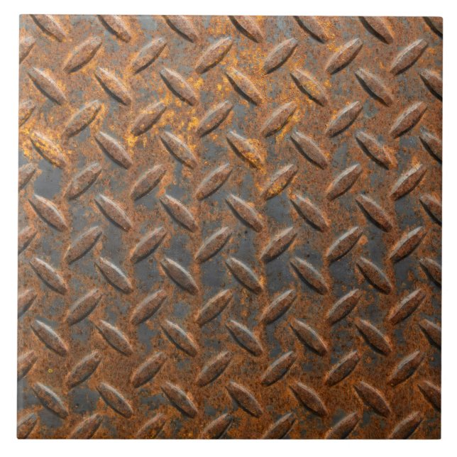 Grunge Rusty Diamond Plate Floor Tile (Front)