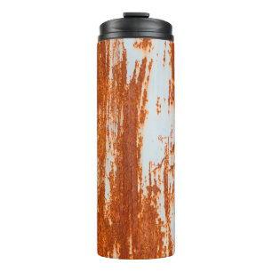 grunge rusty steel wall background and texture thermal tumbler