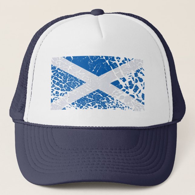Grunge Scottish Flag Trucker Hat (Front)