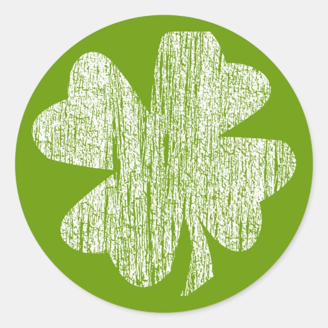 Grunge Shamrock Classic Round Sticker (Front)