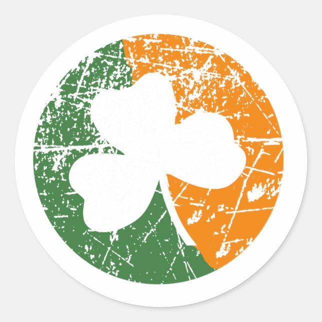 Grunge Shamrock Classic Round Sticker (Front)