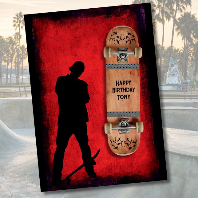 Grunge Skateboarding Happy Birthday Card (Grunge Skateboarding Happy Birthday Card)
