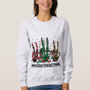 Grunge Skeleton Hands Merry Christmas Sweatshirt