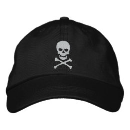 Grunge Skull and Crossbones Embroidered Cap