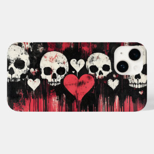 Grunge Skull and Hearts- Bold Red and Black Art Case-Mate iPhone 14 Case