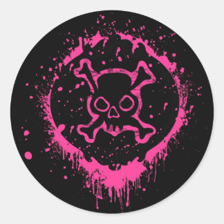 Grunge Skull Classic Round Sticker