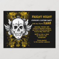 Grunge Skull Fright Night Black Invitation