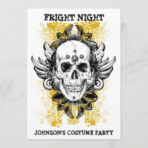 Grunge Skull Fright Night Invitation