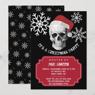 Grunge Skull Père Noël Christmas Party Invitation