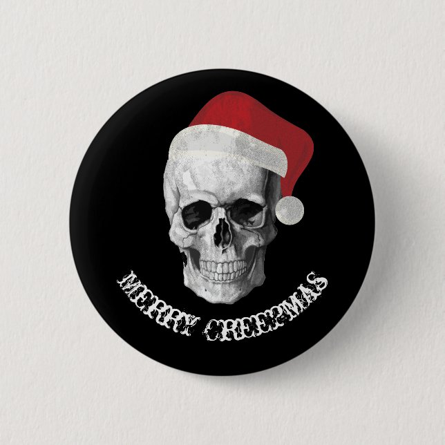 Grunge Skull Santa 2 Inch Round Button (Front)