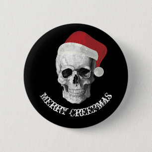 Grunge Skull Santa 2 Inch Round Button