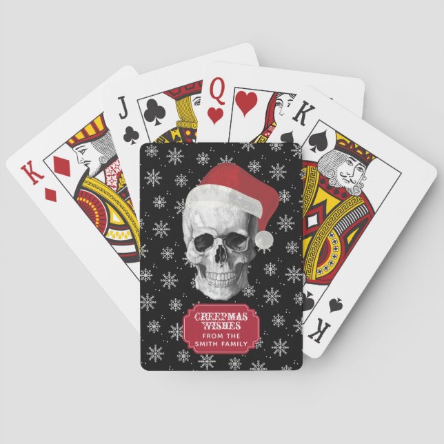 Grunge Skull Santa Playing Cards (Back)