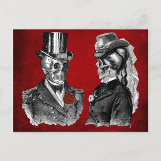 Grunge Skull Skeleton Couple Postcard