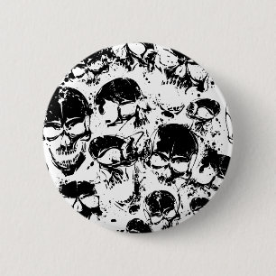 grunge skulls print 2 inch round button