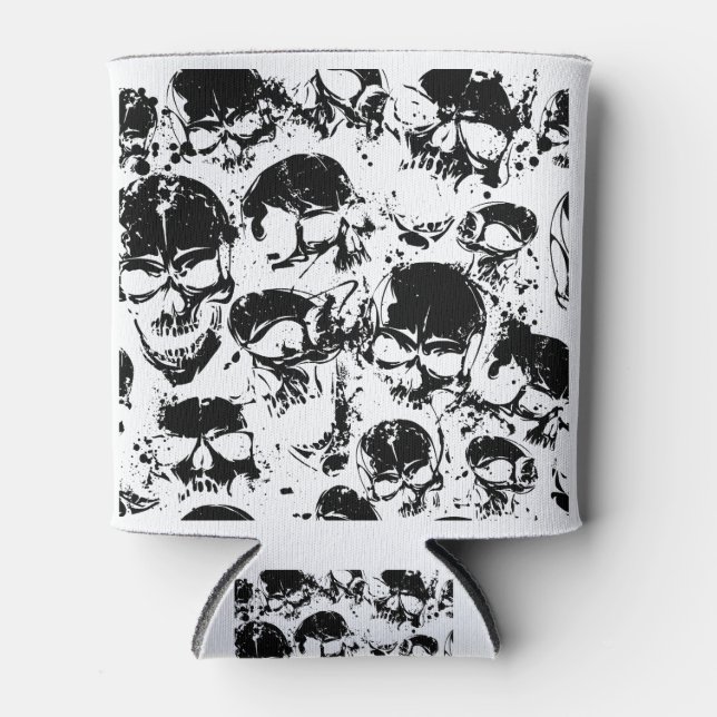 grunge skulls print can cooler (Front)