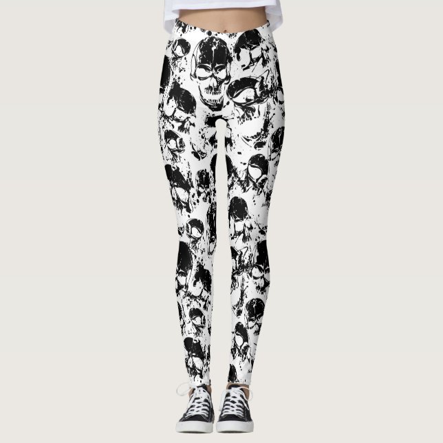grunge skulls print leggings (Front)