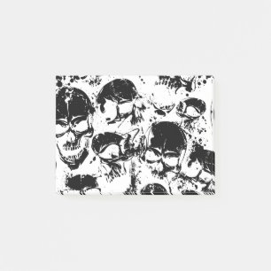 grunge skulls print post-it notes