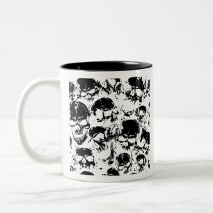 grunge skulls print Two-Tone coffee mug