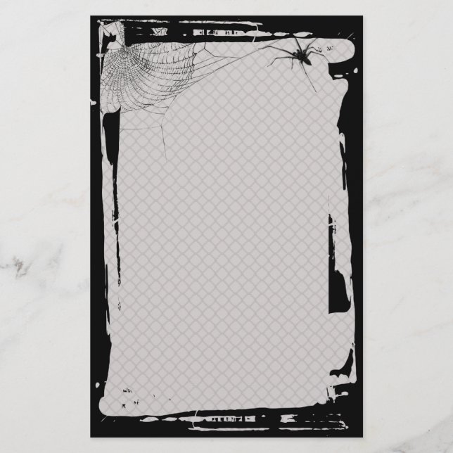 Grunge Spider Web Fence Goth Stationery (Front)