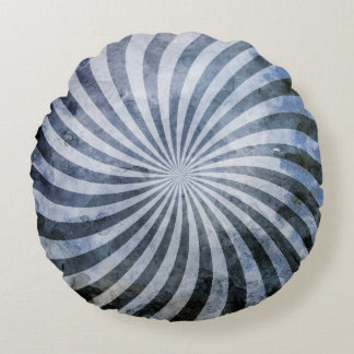 Grunge Spiral Burst Round Pillow