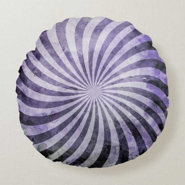 Grunge Spiral Burst Round Pillow (Front)