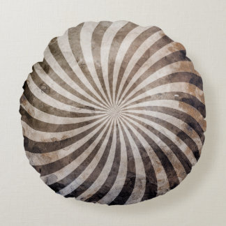 Grunge Spiral Burst Round Pillow