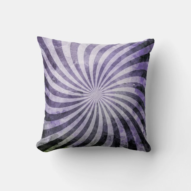 Grunge Spiral Burst Throw Pillow (Front)