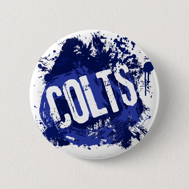 GRUNGE & SPLATTER COLTS 2 INCH ROUND BUTTON (Front)